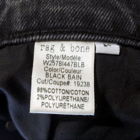 rag & bone Iver high rise bootcut cropped jeans in Black Blain Size 24 NWT - Picture 7 of 8